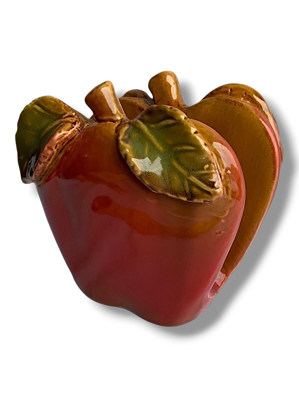 Apple Ceramic Napkin Holder Glazed Hand Painted Rustic Glazed Ceramic
